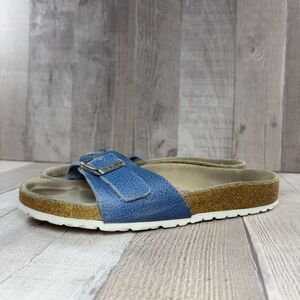 Birkenstock Madrid Womens EU 37 I US 6-6.5 One Strap Sandal Leather Slip-On Blue